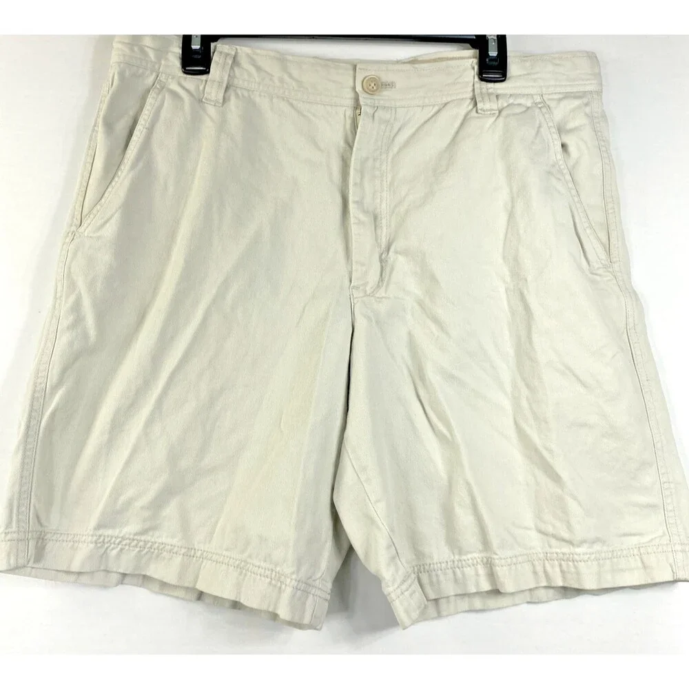 Izod Saltwater Mens Chino Shorts Size 36 Cotton Khaki Light Tan Golfing Preppy